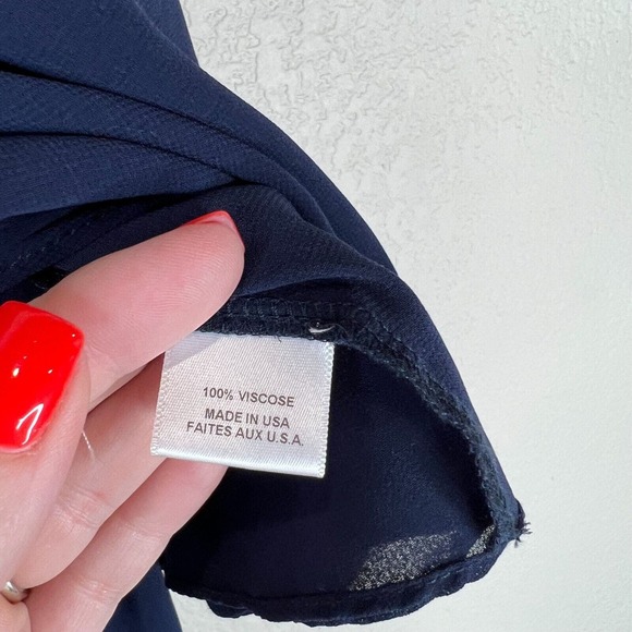 Misa LA Livey Top Navy Off The Shoulder Halter Blouse Chiffon Womens Size Medium - Picture 6 of 16